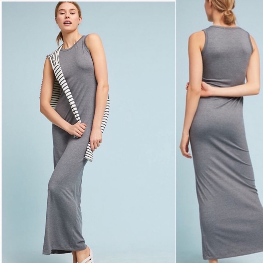 NWT Anthropologie Sen Luca Sleeveless Gray Maxi Dress Size Small